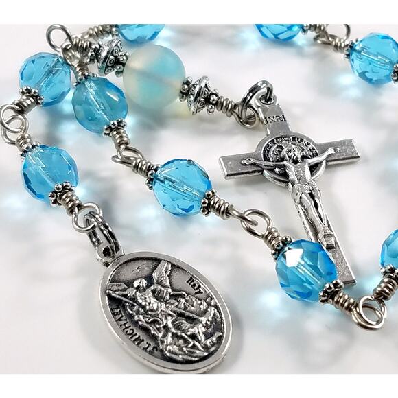 One Decade Rosary, Police Rosary, Handmade Saint Michael Pocket Rosary - Picture 9 of 10